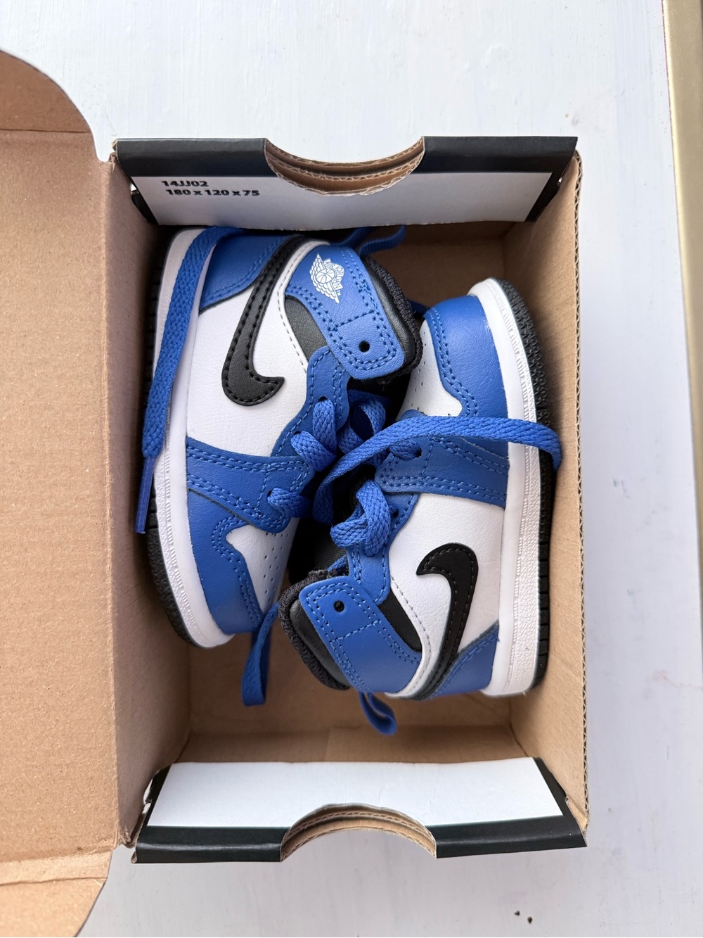 NEW Nike Air Jordan 1 Mid TD Game Royal Black White Toddler Size 4C